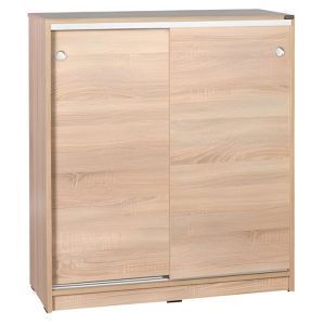 ΠΑΠΟΥΤΣΟΘΗΚΗ ΜΕ ΔΙΠΛΗ ΣΥΡΟΜΕΝΗ ΠΟΡΤΑ- 5 ΘΕΣΕΙΣ ΑΠΟΘΗΚΕΥΣΗΣ-ΑΕΡΙΖΟΜΕΝΗ ΠΛΑΤΗ 91x37x105 εκ SONOMA - Image 1