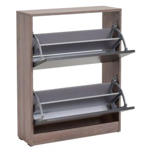 ΠΑΠΟΥΤΣΟΘΗΚΗ  ΜΕ ΔΥΟ ΠΟΡΤΕΣ -ΠΡΟΑΙΡΕΤΙΚΑ  ΑΕΡΙΖΟΜΕΝΗ ΠΛΑΤΗ -73x26x84 εκ LATTE/ANTHRACITE - Image 1