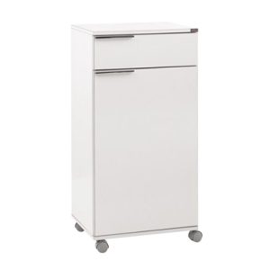 ΡΑΦΙΕΡΑ - ΣΥΡΤΑΡΙΕΡΑ ΤΡΟΧΗΛΑΤΗ ΜΕ ΠΟΡΤΑ ΚΑΙ  ΣΥΡΤΑΡΙ 50x40x100 εκ ΛΕΥΚΟ ΓΥΑΛΙΣΤΕΡΟ - Image 3