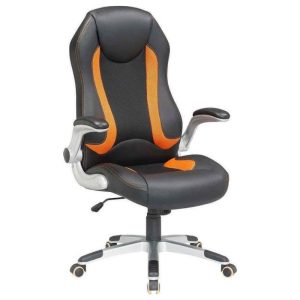 VELCO Pro Systems ΚΑΡΕΚΛΑ ΓΡΑΦΕΙΟΥ GAMING ΜΑΥΡΗ-ΠΟΡΤΟΚΑΛΙ- ΔΙΑΣΤΑΣΕΙΣ: 67x68x110/118cm- ΕΠΙΦΑΝΕΙΑ PU PVC - Image 4