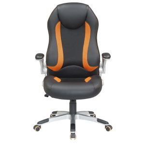 VELCO Pro Systems ΚΑΡΕΚΛΑ ΓΡΑΦΕΙΟΥ GAMING ΜΑΥΡΗ-ΠΟΡΤΟΚΑΛΙ- ΔΙΑΣΤΑΣΕΙΣ: 67x68x110/118cm- ΕΠΙΦΑΝΕΙΑ PU PVC - Image 1