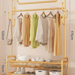 ΚΑΛΟΓΕΡΟΣ -  ΚΡΕΜΑΣΤΡΑ ΡΟΥΧΩΝ ΕΠΙΔΑΠΕΔΙΑ ΜΕΤΑΛΛΙΚΗ ΜΕ ΡΑΦΙΑ ΚΑΙ ΡΟΔΕΣ VC2817 100x40x170cm VIOSARP - Image 4