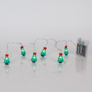 ΣΕΙΡΑ, 10 LED 5mm, ΧΡΙΣΤΟΥΓΕΝΝΙΑΤΙΚΟ ΔΕΝΤΡΟ, ΜΠΑΤΑΡΙΑΣ 3xAA, ΧΡΟΝΟΔΙΑΚΟΠΤΗ, ΔΙΑΦΑΝΟ PVC ΚΑΛΩΔΙΟ, ΘΕΡΜΟ ΛΕΥΚΟ LED ΑΝΑ 15cm, ΠΡΟΕΚΤΑΣΗ ΠΑΡΟΧΗΣ 30cm, IP20 - Image 1