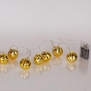 ΣΕΙΡΑ, 10 LED 5mm, ΧΡΥΣΗ ΜΠΑΛΑ ΠΛΑΣΤΙΚΗ, ΜΠΑΤΑΡΙΑΣ 3xAA, ΧΡΟΝΟΔΙΑΚΟΠΤΗ, ΔΙΑΦΑΝΟ PVC ΚΑΛΩΔΙΟ, ΘΕΡΜΟ ΛΕΥΚΟ LED ΑΝΑ 15cm, ΠΡΟΕΚΤΑΣΗ ΠΑΡΟΧΗΣ 30cm, IP20 - Image 1