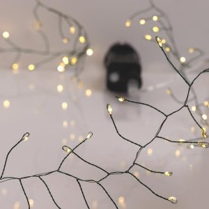 CLUSTER 12m, 960 MINI LED, ΜΕΤΑΣΧΗΜΑΤΙΣΤΗ, 8 ΠΡΟΓΡΑΜΜΑΤΑ & ΜΝΗΜΗ, ΠΡΑΣΙΝΟ ΧΑΛΚΙΝΟ ΚΑΛΩΔΙΟ, ΘΕΡΜΟ ΛΕΥΚΟ LED, ΠΡΟΕΚΤΑΣΗ ΠΑΡΟΧΗΣ 3m, IP44 - Image 1