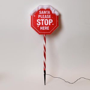 ΠΛΑΣΤΙΚΗ ΠΙΝΑΚΙΔΑ ΑΓΙΟΣ ΒΑΣΙΛΗΣ STOP 81cm, Φ31cm, ΗΛΙΑΚΟ ΣΥΛΛΕΚΤΗ ΜΕ ΑΙΣΘΗΤΗΡΑ ΦΩΤΟΣ, 34 ΘΕΡΜΑ ΛΕΥΚΑ LED, ΠΡΟΕΚΤΑΣΗ ΠΑΡΟΧΗΣ 1m, IP44 - Image 1