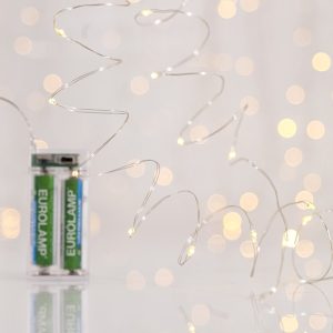 ΣΕΙΡΑ, 50 MINI LED, ΜΠΑΤΑΡΙΑΣ 3xAA, ΧΡΟΝΟΔΙΑΚΟΠΤΗ, ΑΣΗΜΙ ΧΑΛΚΙΝΟ ΚΑΛΩΔΙΟ, ΘΕΡΜΟ ΛΕΥΚΟ LED ANA 10cm, ΠΡΟΕΚΤΑΣΗ ΠΑΡΟΧΗΣ 10cm, IP20 - Image 1