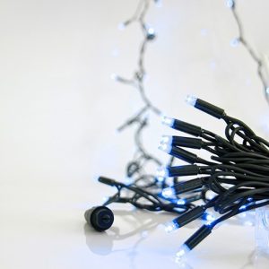 ΣΕΙΡΑ, 100 LED 5mm ΜΕ ΚΑΛΥΜΜΑ, 230V, 3 ΕΠΕΚΤΑΣΕΙΣ ΕΩΣ 9 ΣΕΤ, ΠΡΑΣΙΝΟ ΚΑΟΥΤΣΟΥΚ ΚΑΛΩΔΙΟ, ΜΠΛΕ LED ANA 10cm, ΠΡΟΕΚΤΑΣΗ ΠΑΡΟΧΗΣ 1.5m, ΙΡ65 - Image 1