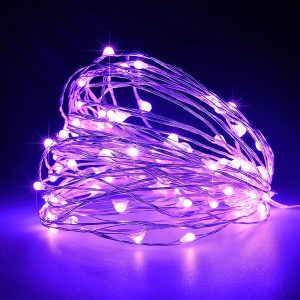ΣΕΙΡΑ, 100 MINI LED, ΜΕΤΑΣΧΗΜΑΤΙΣΤΗ, ΣΤΑΘΕΡΟ, ΑΣΗΜΙ ΧΑΛΚΙΝΟ ΚΑΛΩΔΙΟ, ΜΩΒ LED ΑΝΑ 10cm, ΠΡΟΕΚΤΑΣΗ ΠΑΡΟΧΗΣ 5m, ΙΡ44 - Image 1