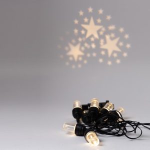 ΓΙΡΛΑΝΤΑ ΠΡΟΤΖΕΚΤΟΡΑΣ, 8 LED, ΑΣΤΕΡΙΑ, 4.5V ΜΕΤΑΣΧΗΜΑΤΙΣΤΗ, ΣΤΑΘΕΡΟ, ΜΑΥΡΟ PVC ΚΑΛΩΔΙΟ, ΘΕΡΜΟ ΛΕΥΚΟ LED ΑΝΑ 50cm, ΠΡΟΕΚΤΑΣΗ ΠΑΡΟΧΗΣ 5m, IP44 - Image 1