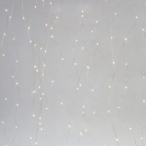 ΚΟΥΡΤΙΝΑ, 400 MINI LED, ΜΕΤΑΣΧΗΜΑΤΙΣΤΗ, ΑΣΗΜΙ ΧΑΛΚΙΝΟ ΚΑΛΩΔΙΟ, ΘΕΡΜΟ ΛΕΥΚΟ LED (H200 x W190cm, 16 LINES x 25 LED), ΠΡΟΕΚΤΑΣΗ ΠΑΡΟΧΗΣ 5m, IP44 - Image 1