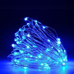 ΣΕΙΡΑ, 100 MINI LED, ΜΕΤΑΣΧΗΜΑΤΙΣΤΗ, ΣΤΑΘΕΡΟ, ΑΣΗΜΙ ΧΑΛΚΙΝΟ ΚΑΛΩΔΙΟ, ΜΠΛΕ LED ΑΝΑ 10cm, ΠΡΟΕΚΤΑΣΗ ΠΑΡΟΧΗΣ 5m, ΙΡ44 - Image 1