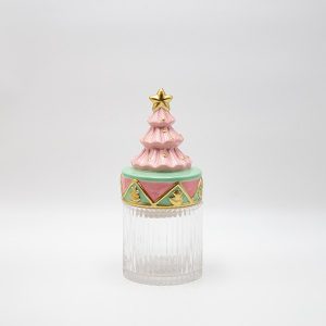 ΜΠΙΣΚΟΤΙΕΡΑ ΜΕ ΡΟΖ ΚΑΠΑΚΙ, ΧΡΙΣΤΟΥΓΕΝΝΙΑΤΙΚΟ ΔΕΝΤΡΟ, ΔΙΑΚΟΣΜΗΤΙΚΗ, 11x25cm - Image 1