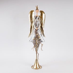 ΑΓΓΕΛΟΣ ΜΕ ΧΡΥΣΑ ΦΤΕΡΑ, ΜΕΤΑΛΛΙΚΟΣ, 23.5x15.24x86.36cm - Image 1