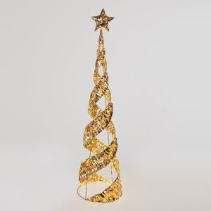 ΔΕΝΤΡΟ ΚΩΝΟΣ ΧΡΥΣΟΣ ΜΕ ΚΟΡΥΦΗ ΑΣΤΕΡΙ 120cm, 300 ΜΙΝΙ LED, 4,5V ΜΕΤΑΣΧΗΜΑΤΙΣΤΗ, ΧΡΟΝΟΔΙΑΚΟΠΤΗ, ΑΣHMI XAΛΚΙΝΟ ΚΑΛΩΔΙΟ, ΘΕΡΜΟ ΛΕΥΚΟ LED, ΠΡΟΕΚΤΑΣΗ ΠΑΡΟΧΗΣ 5m, IP44 - Image 1