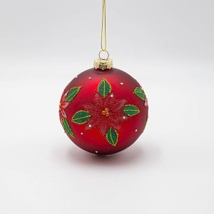 ΓΥΑΛΙΝΗ ΜΠΑΛΑ, ΚΟΚΚΙΝΗ ΜΕ ΑΛΕΞΑΝΔΡΙΝΟ, ΣΕΤ 4ΤΜΧ, 10cm - Image 1