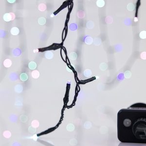 ΣΕΙΡΑ, 100 LED 3mm, 31V ΜΕΤΑΣΧΗΜΑΤΙΣΤΗ, 8 ΠΡΟΓΡΑΜΜΑΤΑ & ΜΝΗΜΗ, ΠΡΑΣΙΝΟ PVC ΚΑΛΩΔΙΟ, OPAL ΧΡΩΜΑΤΙΣΤΟ LED ΑΝΑ 5cm, ΠΡΟΕΚΤΑΣΗ ΠΑΡΟΧΗΣ 3m, ΙΡ44 - Image 1