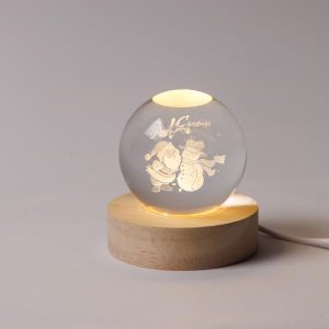 ΦΩΤΙΖΟΜΕΝΗ ΜΠΑΛΑ 6cm, ΧΡΙΣΤΟΥΓΕΝΝΙΑΤΙΚΗ ΣΧΕΔΙΟ, ΧΙΟΝΑΝΘΡΩΠΟΣ ΜΕ ΑΓΙΟ ΒΑΣΙΛΗ, USB, 6 ΘΕΡΜΑ ΛΕΥΚΑ SMD LED, BΑΣΗ 7cm, ΠΡΟΕΚΤΑΣΗ ΠΑΡΟΧΗΣ 70cm, IP20 - Image 1