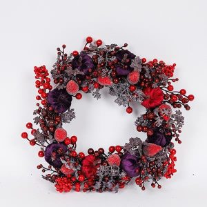 ΣΤΕΦΑΝΙ, ΜΕ ΜΠΟΡΝΤΟ ΚΑΙ ΣΚΟΥΡΟ ΜΩΒ ΚΟΛΟΚΥΘΕΣ, 45cm - Image 1