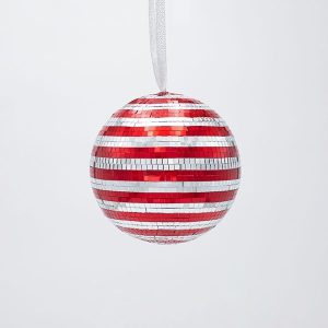 ΓΥΑΛΙΝΗ ΜΠΑΛΑ, ΝΤΙΣΚΟ,ΚΟΚΚΙΝΗ ΑΣΗΜΙ, 10cm - Image 1