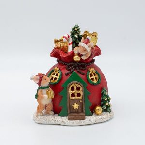 ΔΙΑΚΟΣΜΗΤΙΚΟ ΠΟΛΥΡΕΖΙΝ, ΣΠΙΤΑΚΙ ΜΕ ΠΟΝΤΙΚΑΚΙΑ, ΦΩΤΙΖΟΜΕΝΟ, 12x13cm - Image 1