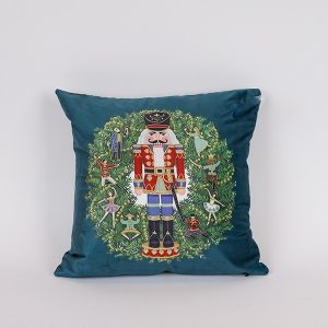 ΜΑΞΙΛΑΡΙ ΜΕ ΣΤΕΦΑΝΙ ΚΑΙ ΚΑΡΥΟΘΡΑΥΣΤΗ, ΠΡΑΣΙΝΟ, 40x40cm - Image 1