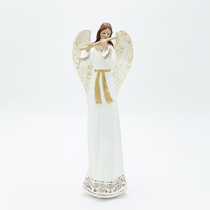 ΑΓΓΕΛΟΣ ΠΟΛΥΡΕΖΙΝ, ΜΕ ΦΛΑΟΥΤΟ, ΛΕΥΚΟΣ, 10.5x28.5cm - Image 1