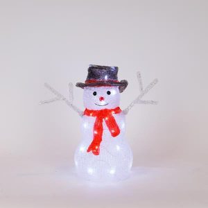 ΑΚΡΥΛΙΚΟΣ ΧΙΟΝΑΝΘΡΩΠΟΣ, ΜΕΤΑΣΧΗΜΑΤΙΣΤΗ, 40 ΛΕΥΚΑ LED, 31x18x34cm, ΠΡΟΕΚΤΑΣΗ ΠΑΡΟΧΗΣ 5m, IP44 - Image 1