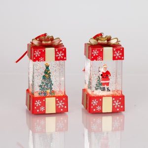 ΦΩΤΙΖΟΜΕΝΟ ΚΟΥΤΙ ΔΩΡΟΥ, ΜΕ ΝΕΡΟ ΣΤΟ ΕΣΩΤΕΡΙΚΟ, ΜΠΑΤΑΡΙΑΣ 3*LR44, ΘΕΡΜΟ ΛΕΥΚΟ LED, 5,3x5,3*12cm, 2 ΣΧΕΔΙΩΝ, IP20, DISPLAY BOX (16pcs) - Image 1