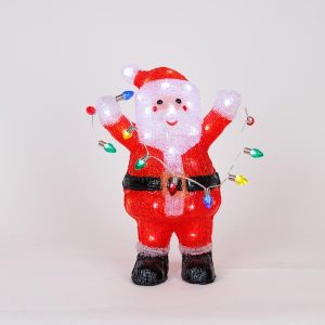 AΚΡΥΛΙΚΟΣ ΑΓΙΟΣ ΒΑΣΙΛΗΣ, ΜΕΤΑΣΧΗΜΑΤΙΣΤΗ, 40 ΛΕΥΚΑ LED + 10 ΔΙΑΚΟΣΜΗΤΙΚΑ LED, 22,5x15x34cm, ΠΡΟΕΚΤΑΣΗ ΠΑΡΟΧΗΣ 5m, IP44 - Image 1