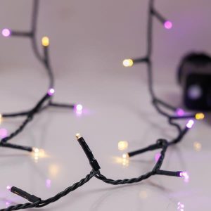 ΣΕΙΡΑ, 240 LED 3mm, 31V ΜΕΤΑΣΧΗΜΑΤΙΣΤΗ, 8 ΠΡΟΓΡΑΜΜΑΤΑ & ΜΝΗΜΗ, ΠΡΑΣΙΝΟ PVC ΚΑΛΩΔΙΟ, ΘΕΡΜΟ ΛΕΥΚΟ & ΜΩΒ LED (ΕΝΑΛΛΑΞ) ΑΝΑ 5cm, ΠΡΟΕΚΤΑΣΗ ΠΑΡΟΧΗΣ 3m, IP44 - Image 1