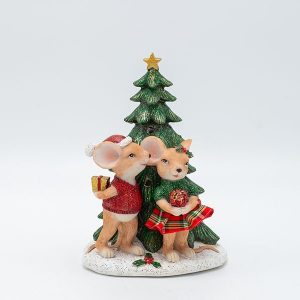 ΔΙΑΚΟΣΜΗΤΙΚΟ ΠΟΛΥΡΕΖΙΝ, ΠΟΝΤΙΚΑΚΙΑ ΖΕΥΓΑΡΙ ΜΕ ΔΕΝΤΡΟ, ΦΩΤΙΖΟΜΕΝΟ, 11x16cm - Image 1