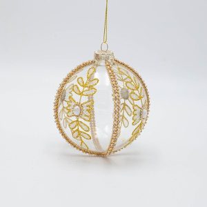 ΓΥΑΛΙΝΗ ΜΠΑΛΑ, ΔΙΑΦΑΝΗ ΜΕ ΛΕΥΚΗ ΠΕΡΛΑ, ΣΕΤ 4ΤΜΧ, 10cm - Image 1