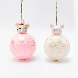 ΓΥΑΛΙΝΗ ΜΠΑΛΑ, ΡΟΖ ΚΑΙ ΛΕΥΚΟ ΜΕ ΠΟΝΤΙΚΑΚΙ, 2 ΣΧΕΔΙΑ, 11cm - Image 1