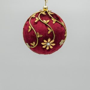 ΒΕΛΟΥΔΙΝΗ ΜΠΑΛΑ, ΜΠΟΡΝΤΟ, ΜΕ ΧΡΥΣΕΣ ΠΕΤΑΛΟΥΔΕΣ, 10cm - Image 1