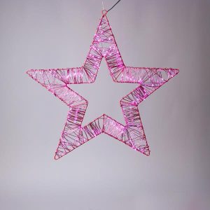 ΑΣΤΕΡΙ ΦΩΤΙΖΟΜΕΝΟ 45cm, 260 ΜΙΝΙ LED, 4,5V ΜΕΤΑΣΧΗΜΑΤΙΣΤΗ, ΡΟΖ ΜΕΤΑΛΛΙΚΟΣ ΣΚΕΛΕΤΟΣ, ΡΟΖ ΧΑΛΚΙΝΟ ΚΑΛΩΔΙΟ, ΡΟΖ ΜΙΝΙ LED, ΠΡΟΕΚΤΑΣΗ ΠΑΡΟΧΗΣ 5m, IP44 - Image 1