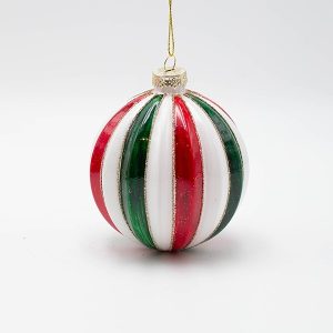 ΓΥΑΛΙΝΗ ΜΠΑΛΑ, CANDY ΚΟΚΚΙΝΟ ΠΡΑΣΙΝΟ ΛΕΥΚΟ, ΣΕΤ 4ΤΜΧ, 10cm - Image 1