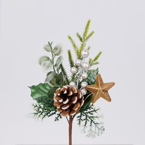 ΠΙΚΑΚΙ ΜΕ ΛΕΥΚΑ BERRIES ΚΑΙ ΧΡΥΣΟ ΑΣΤΕΡΑΚΙ, 26cm - Image 1