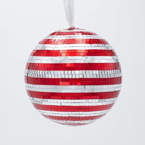 ΓΥΑΛΙΝΗ ΜΠΑΛΑ, ΝΤΙΣΚΟ, ΚΟΚΚΙΝΗ ΑΣΗΜΙ, 14cm - Image 1